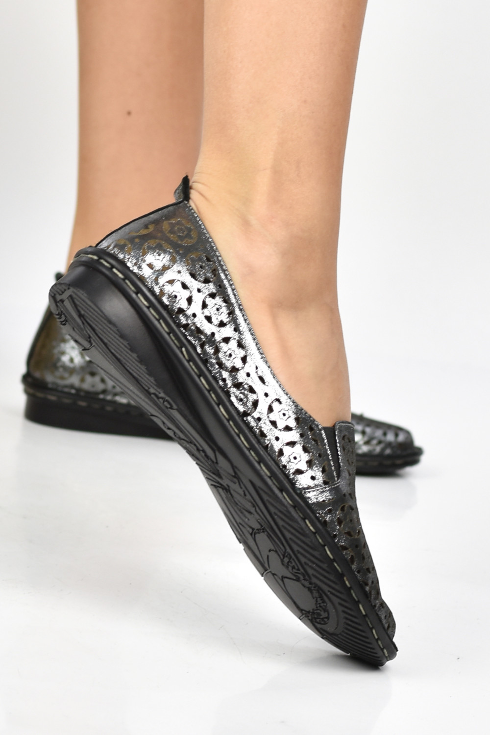 ESPADRILE PEWTER SIDEF FLORAL PIELA NATURALA 4PC00