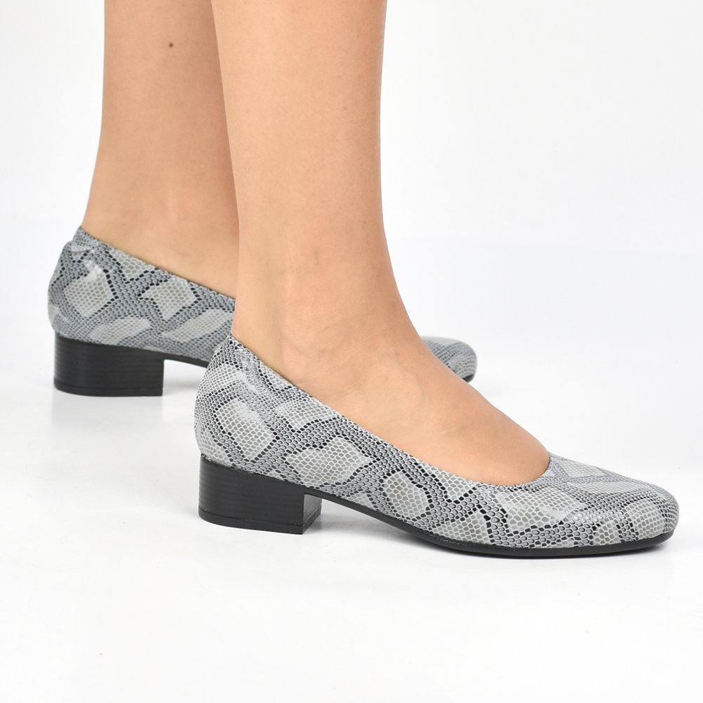 PANTOFI GRI SARPE PIELE NATURALA 2PC34