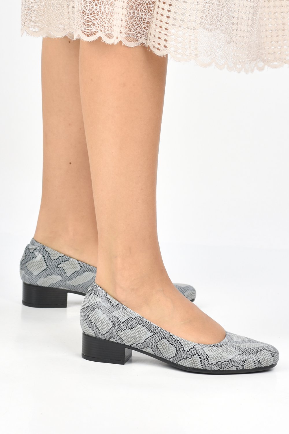 PANTOFI GRI SARPE PIELE NATURALA 2PC34