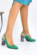 PANTOFI VERDE MOZAIC PIELE NATURALA APC101