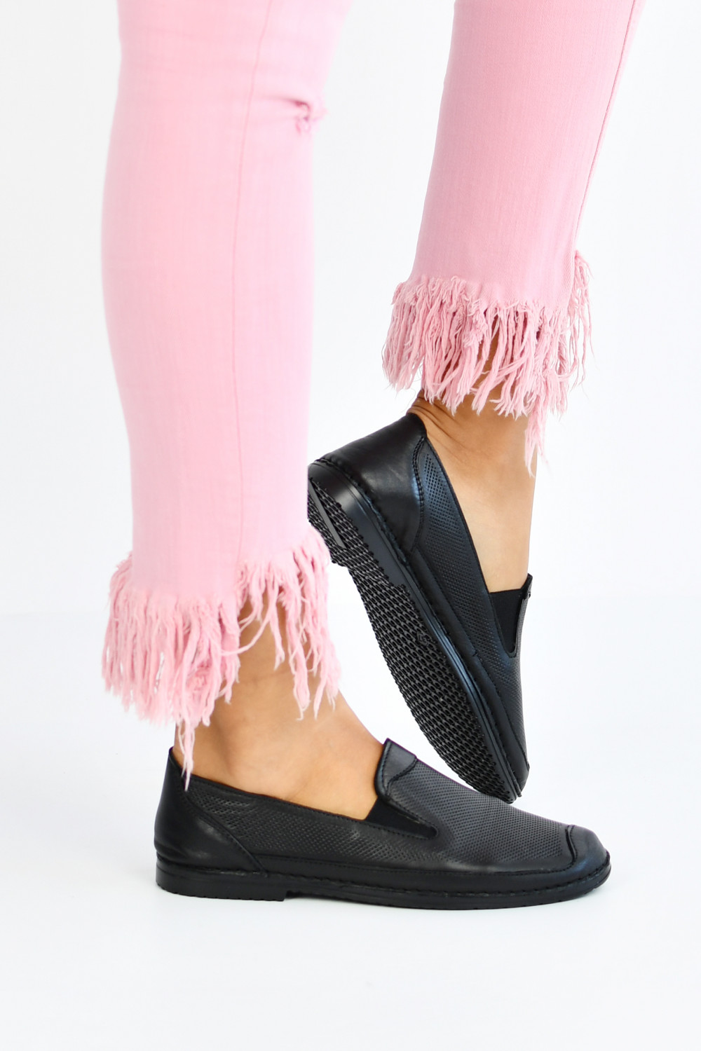 ESPADRILE NEGRE PIELE NATURALA 5PC216