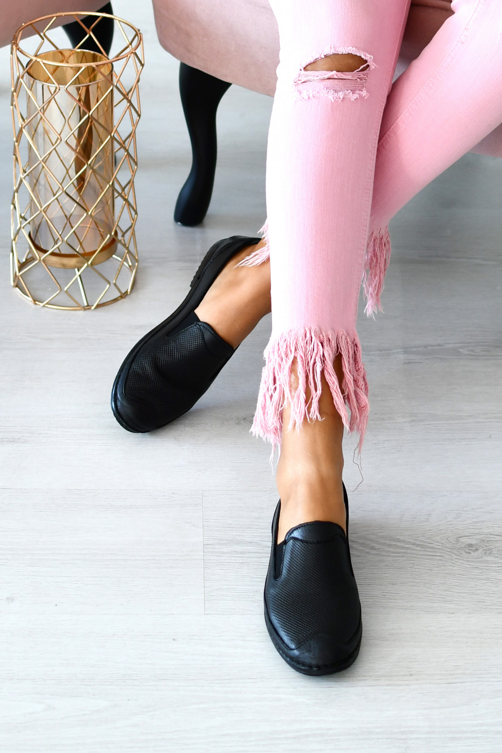 ESPADRILE NEGRE PIELE NATURALA 5PC216