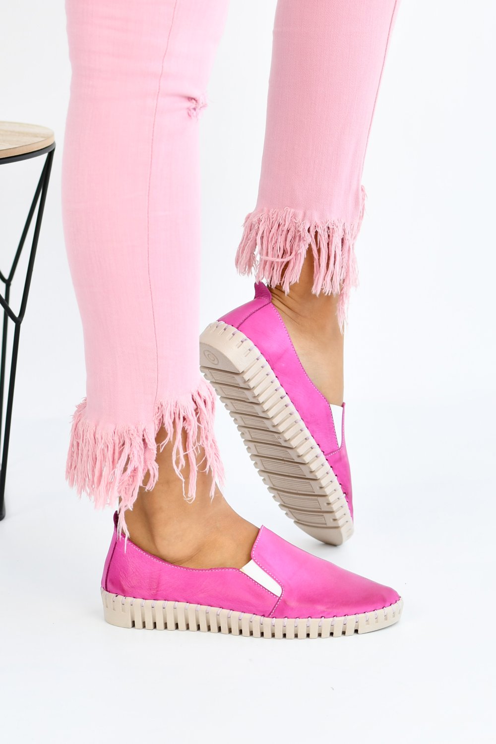 ESPADRILE FUCHSIA PIELE NATURALA BIANCA