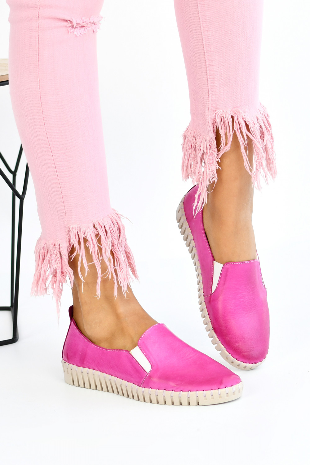 ESPADRILE FUCHSIA PIELE NATURALA BIANCA