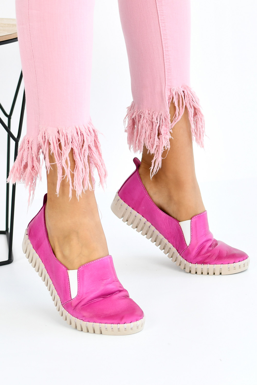 ESPADRILE FUCHSIA PIELE NATURALA BIANCA