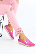 ESPADRILE FUCHSIA PIELE NATURALA BIANCA
