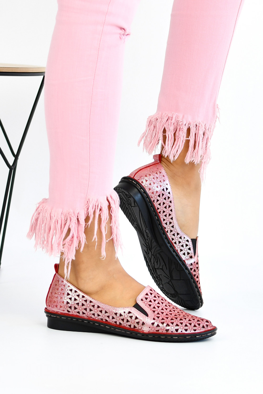 ESPADRILE ROSII SIDEF PIELE NATURALA 4PC00