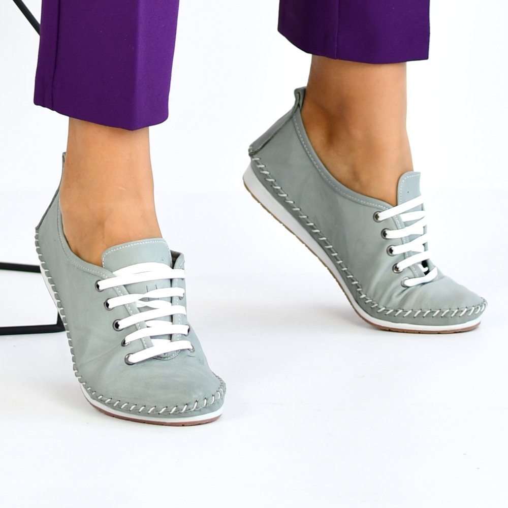 PANTOFI SPORT GRI PIELE NATURALA HELLEN