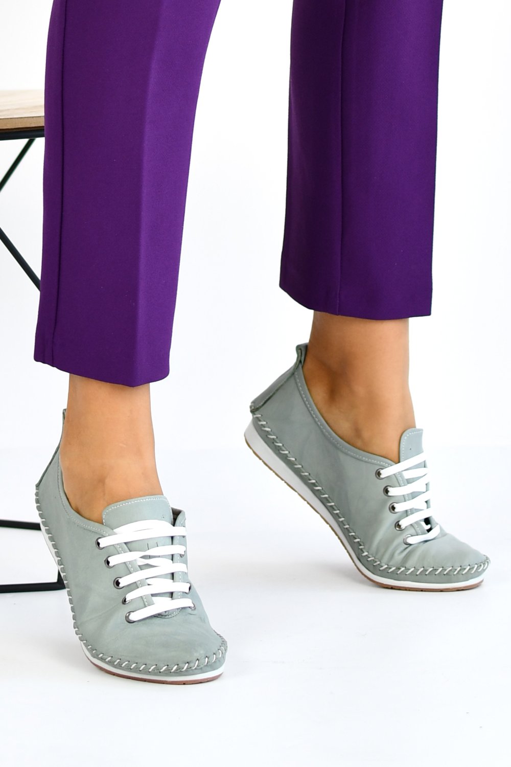 PANTOFI SPORT GRI PIELE NATURALA HELLEN