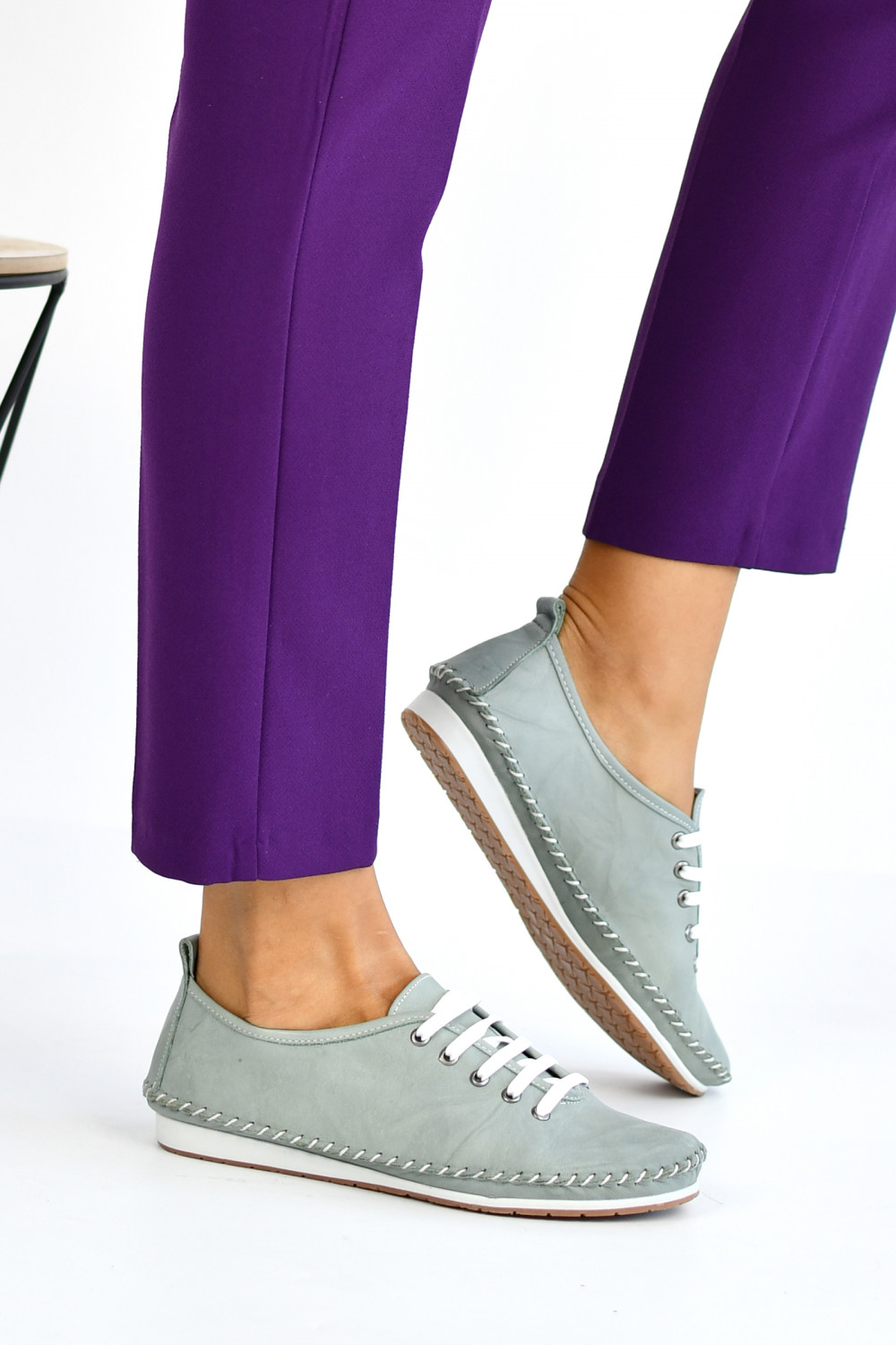 PANTOFI SPORT GRI PIELE NATURALA HELLEN