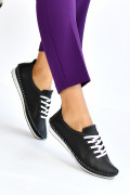 PANTOFI SPORT NEGRU ALB PIELE NATURALA HELLEN