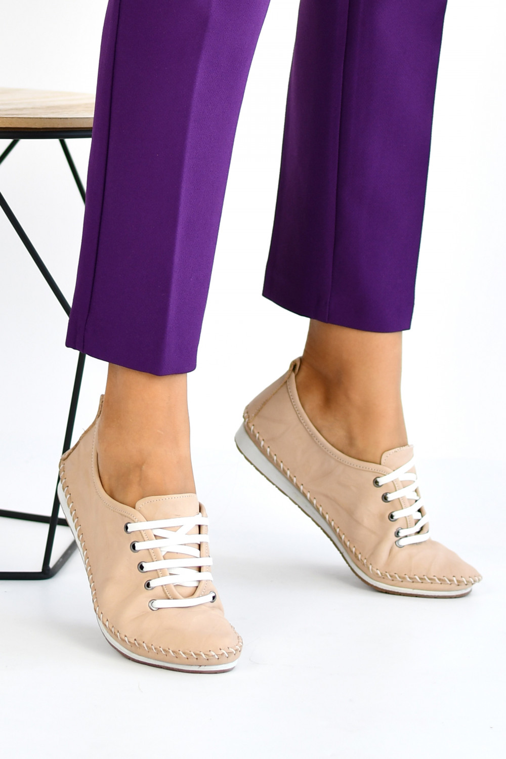 PANTOFI SPORT BEJ PIELE NATURALA HELLEN