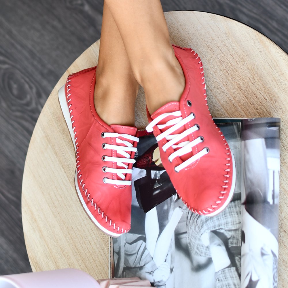 PANTOFI SPORT ROSII PIELE NATURALA HELLEN