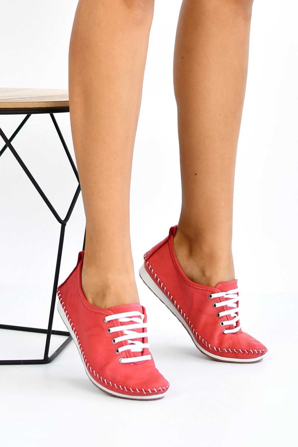 PANTOFI SPORT ROSII PIELE NATURALA HELLEN