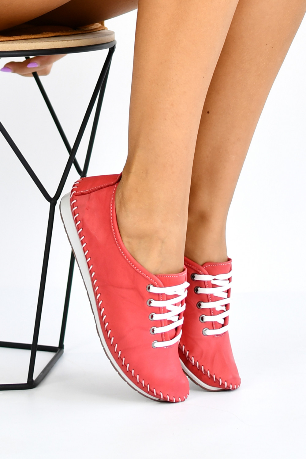 PANTOFI SPORT ROSII PIELE NATURALA HELLEN