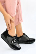 PANTOFI SPORT NEGRI  PIELE NATURALA 1PC91651