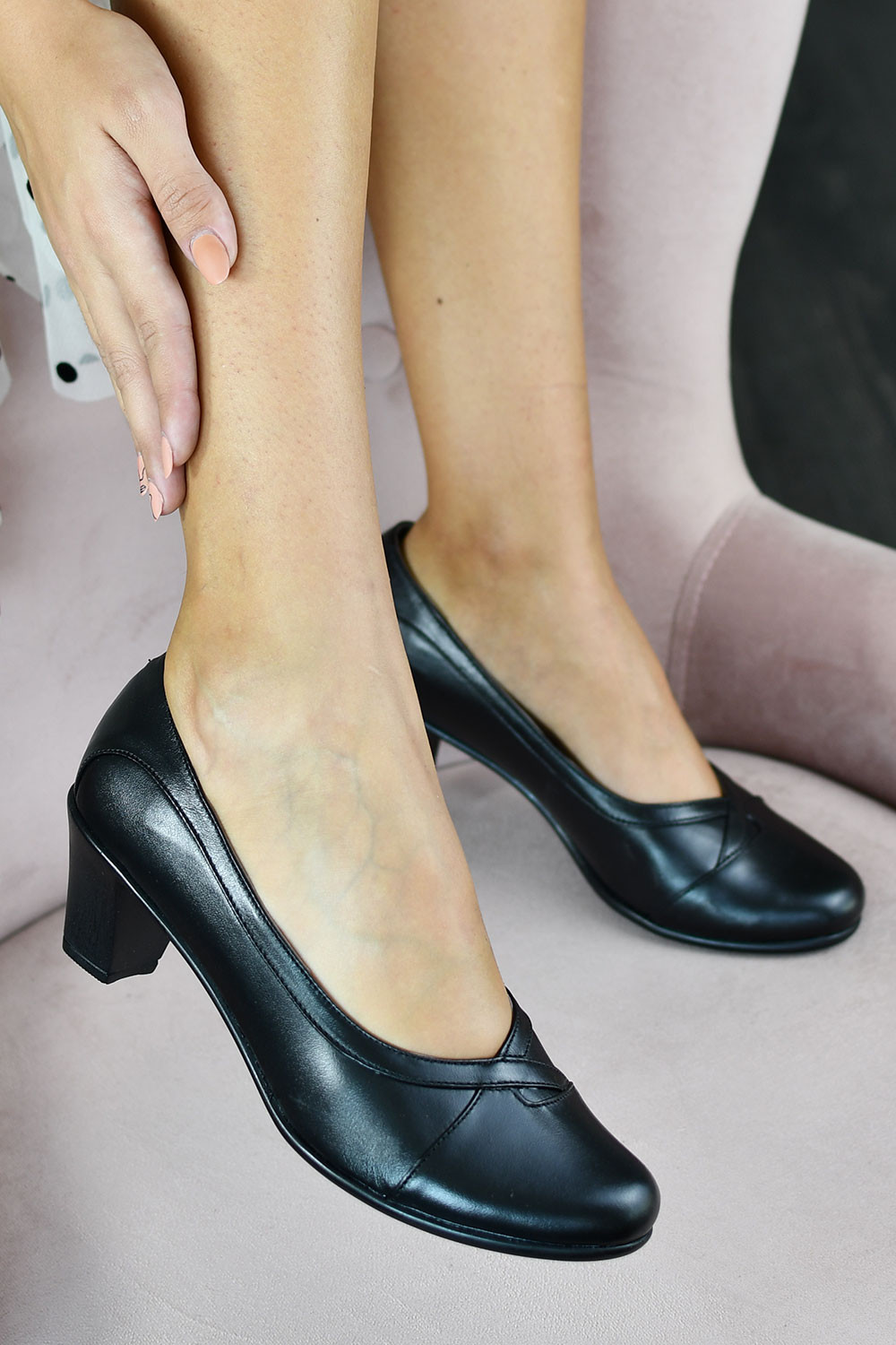PANTOFI NEGRI PIELE NATURALA 1PC12
