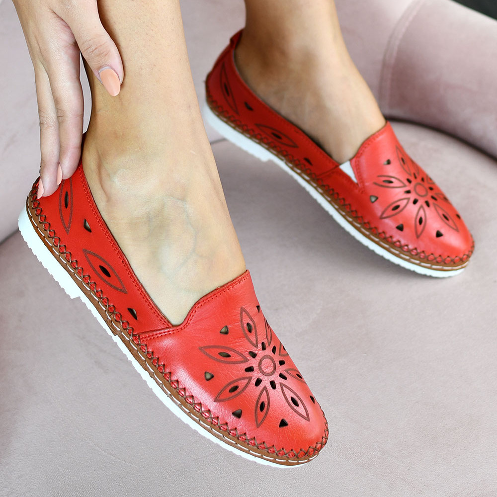ESPADRILE ROSII PIELE NATURALA 5PC262
