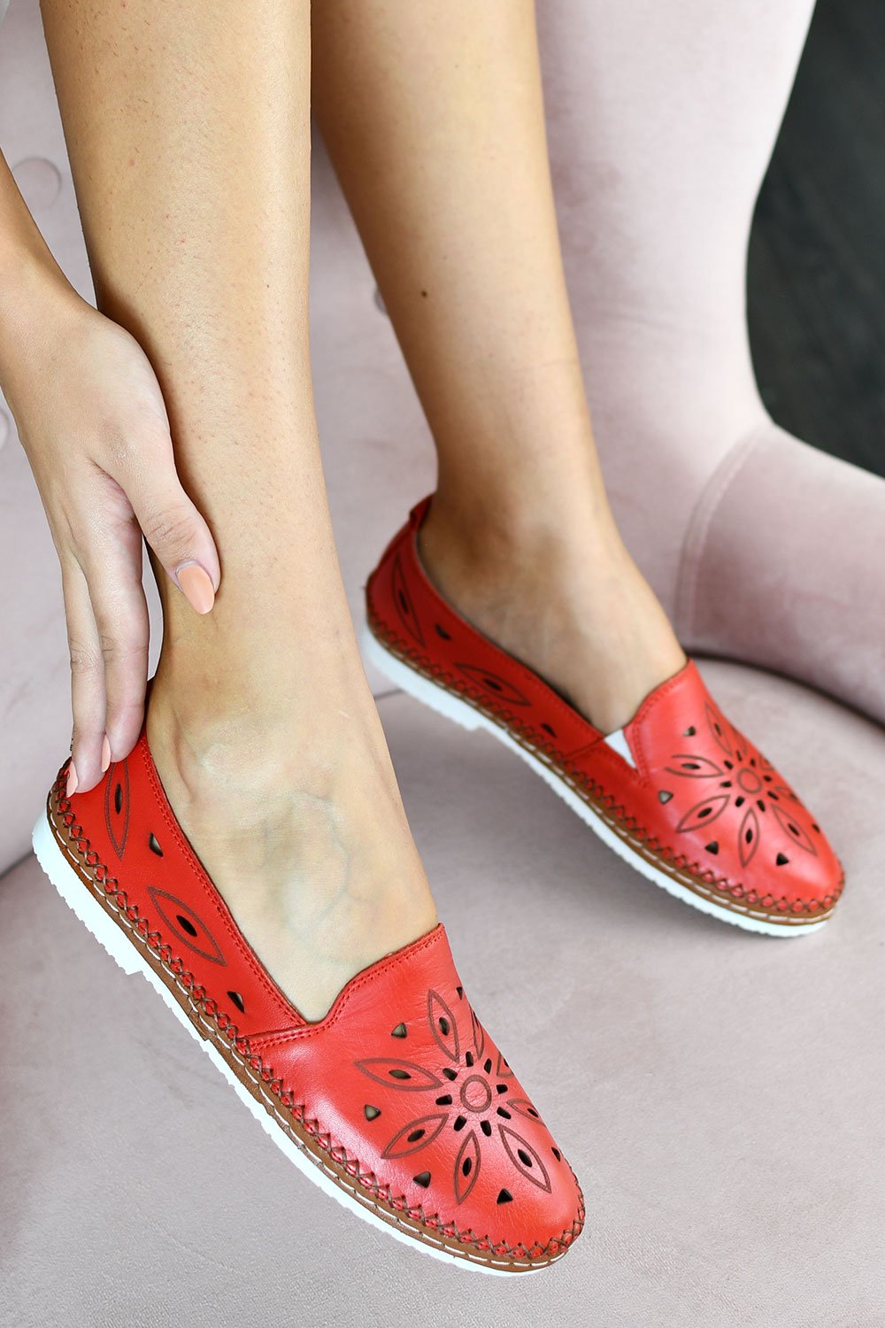 ESPADRILE ROSII PIELE NATURALA 5PC262