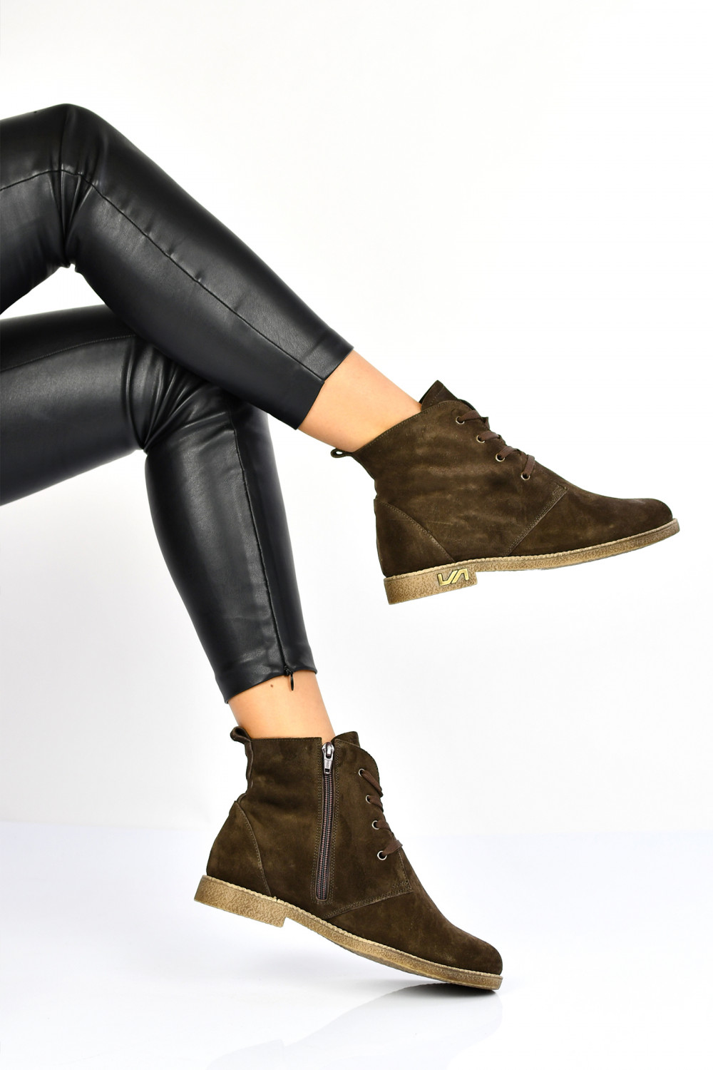GHETE BROWN PIELE NATURALA INTOARSA 1PC15