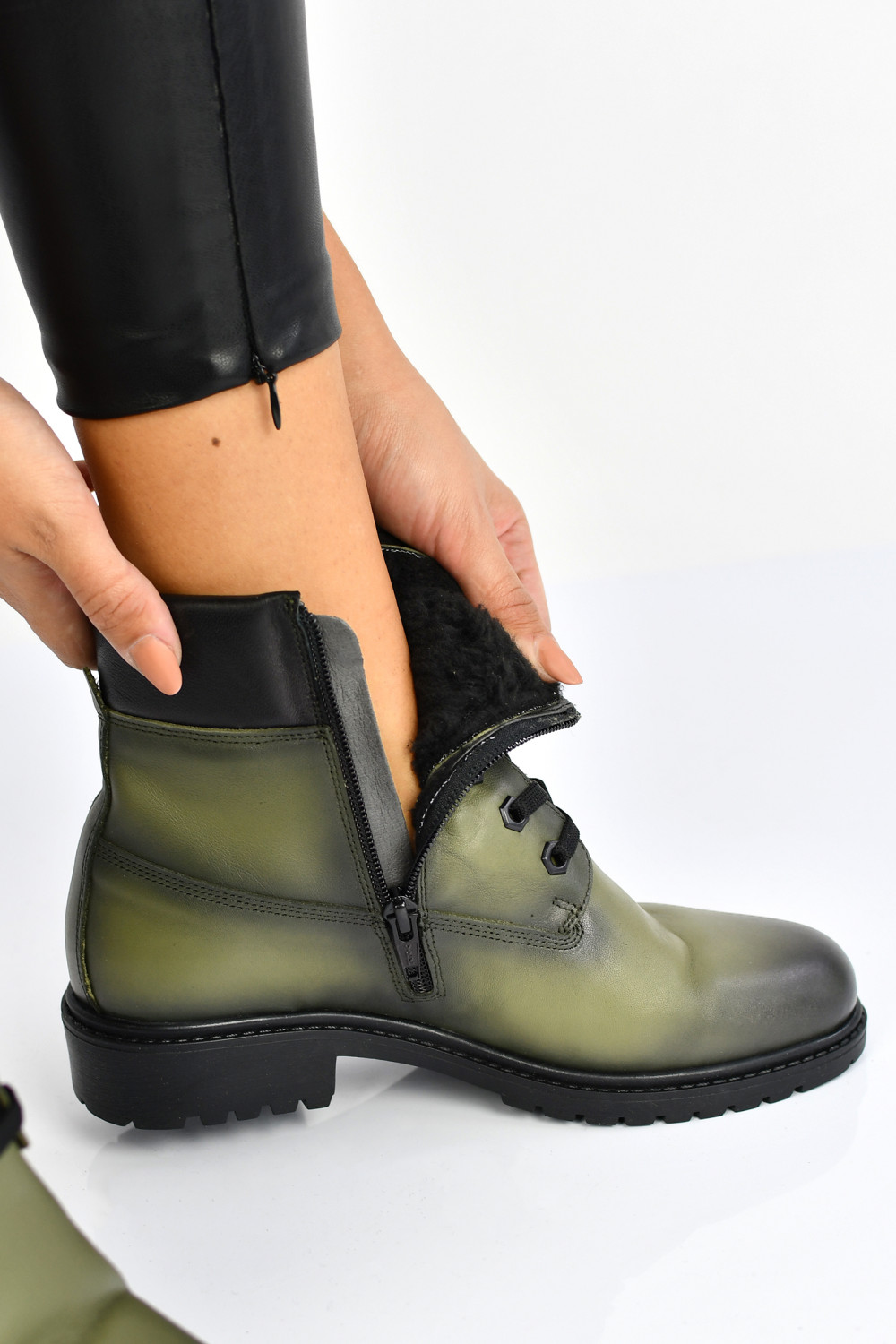GHETE KHAKI PIELE NATURALA 1PC06