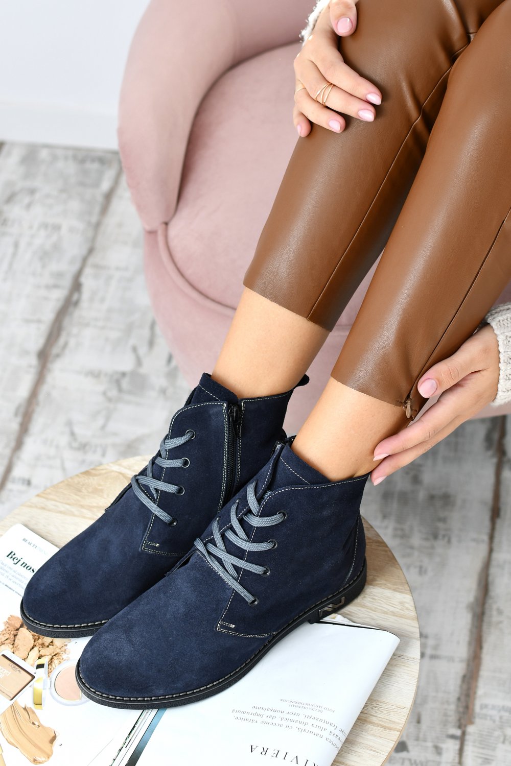 GHETE BLEUMARIN PIELE NATURALA INTOARSA 1PC15