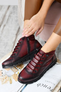 GHETE ROSII PIELE NATURALA 1PC073