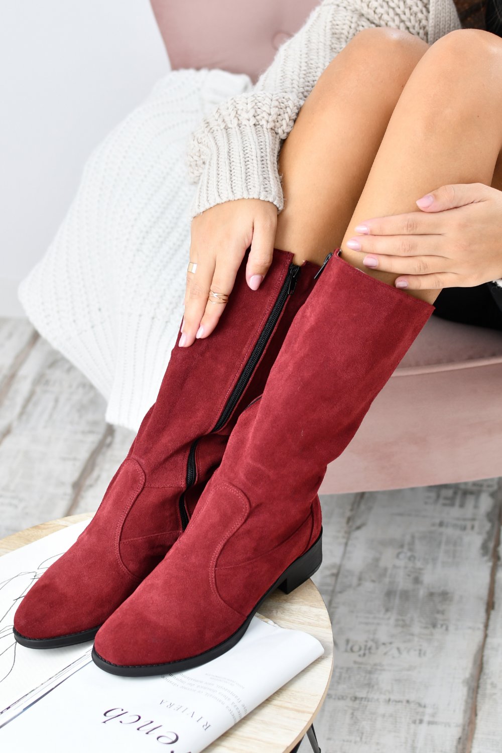 CIZME BORDO PIELE NATURALA INTOARSA 3PC29