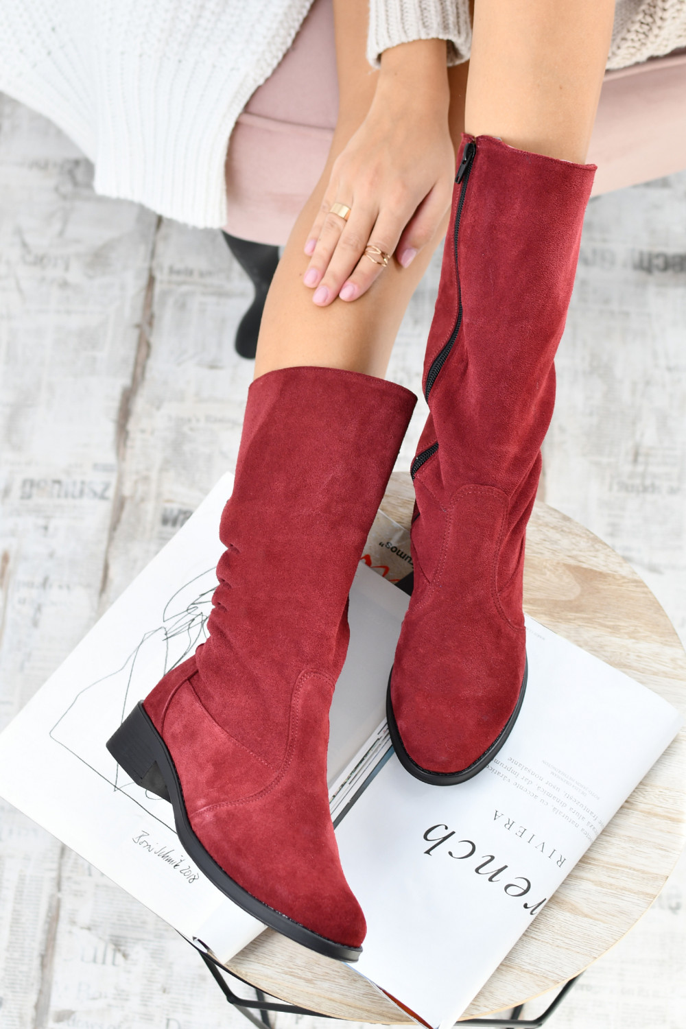 CIZME BORDO PIELE NATURALA INTOARSA 3PC29