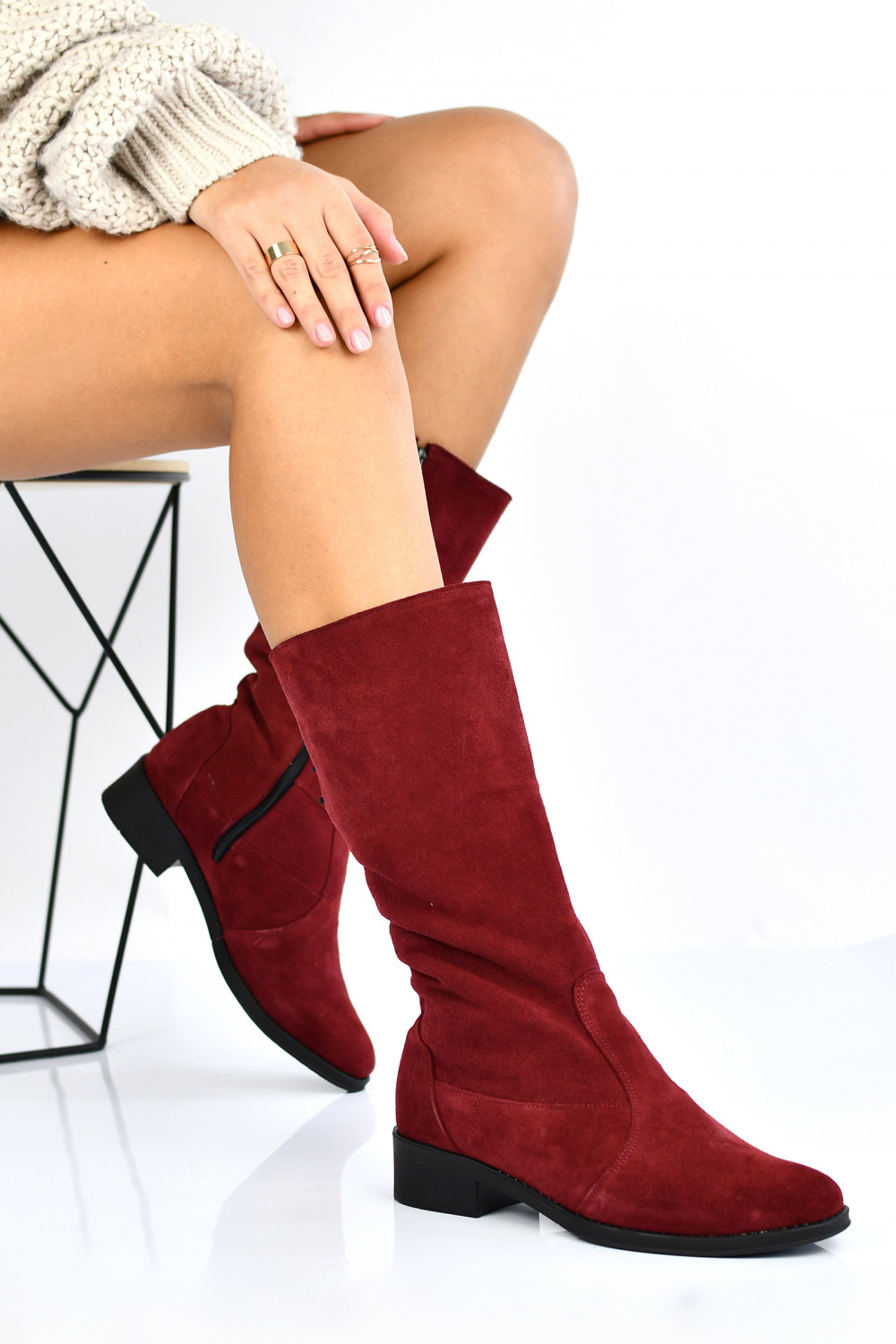 CIZME BORDO PIELE NATURALA INTOARSA 3PC29