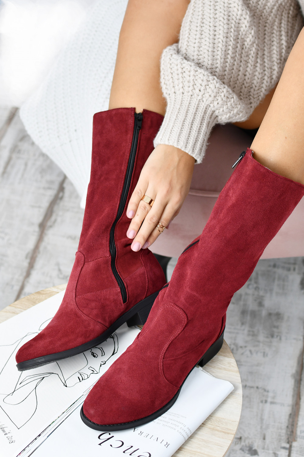 CIZME BORDO PIELE NATURALA INTOARSA 3PC29
