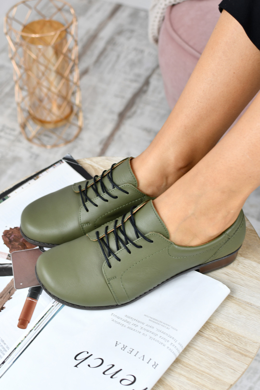 PANTOFI KHAKI PIELE NATURALA 2PC024