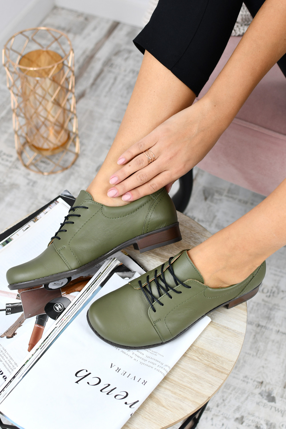 PANTOFI KHAKI PIELE NATURALA 2PC024