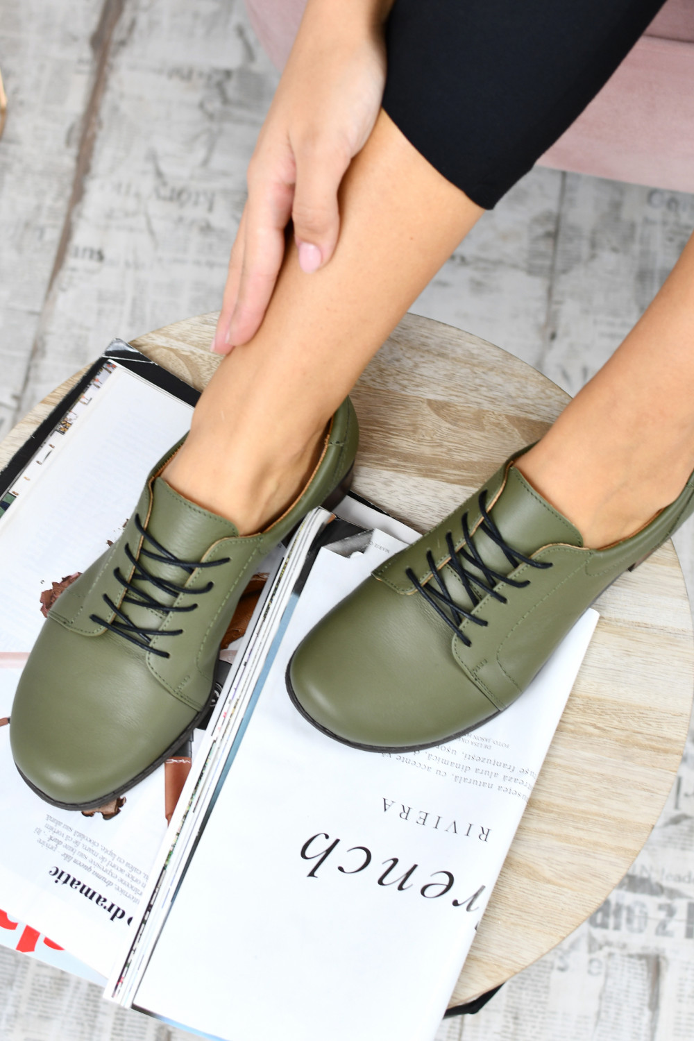 PANTOFI KHAKI PIELE NATURALA 2PC024