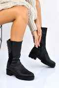 CIZME NEGRE CU SIRET PIELE NATURALA 7PC25