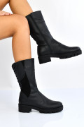 CIZME NEGRE CU SIRET PIELE NATURALA 7PC25