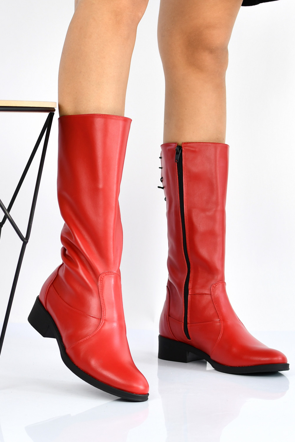 CIZME ROSII PIELE NATURALA 3PC29