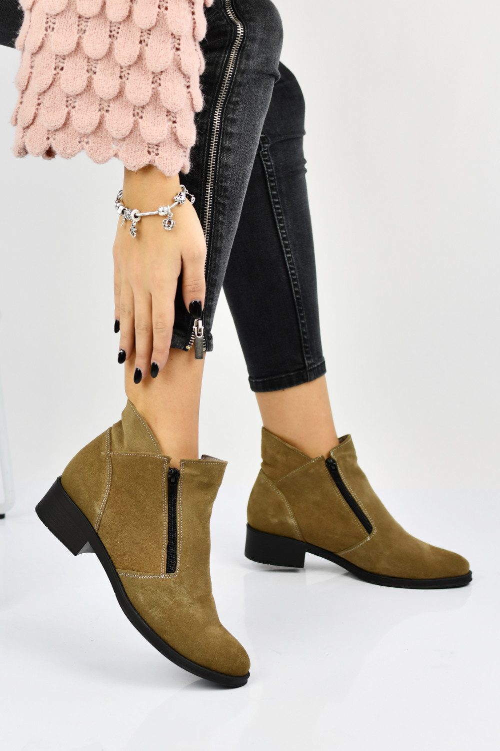 GHETE BEJ PIELE NATURALA INTOARSA 3PC16