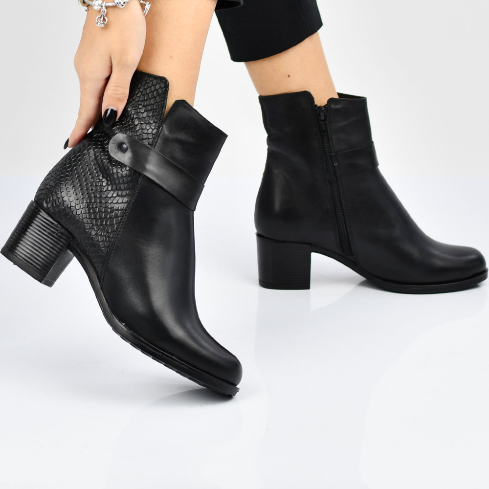 BOTINE NEGRE PIELE NATURALA SARRA