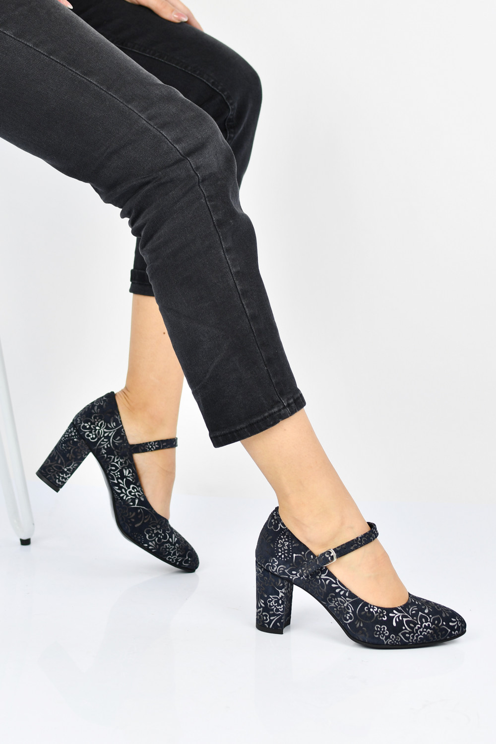 PANTOFI BLEUMARIN FLORAL PIELE NATURALA INTOARSA 3PC017X