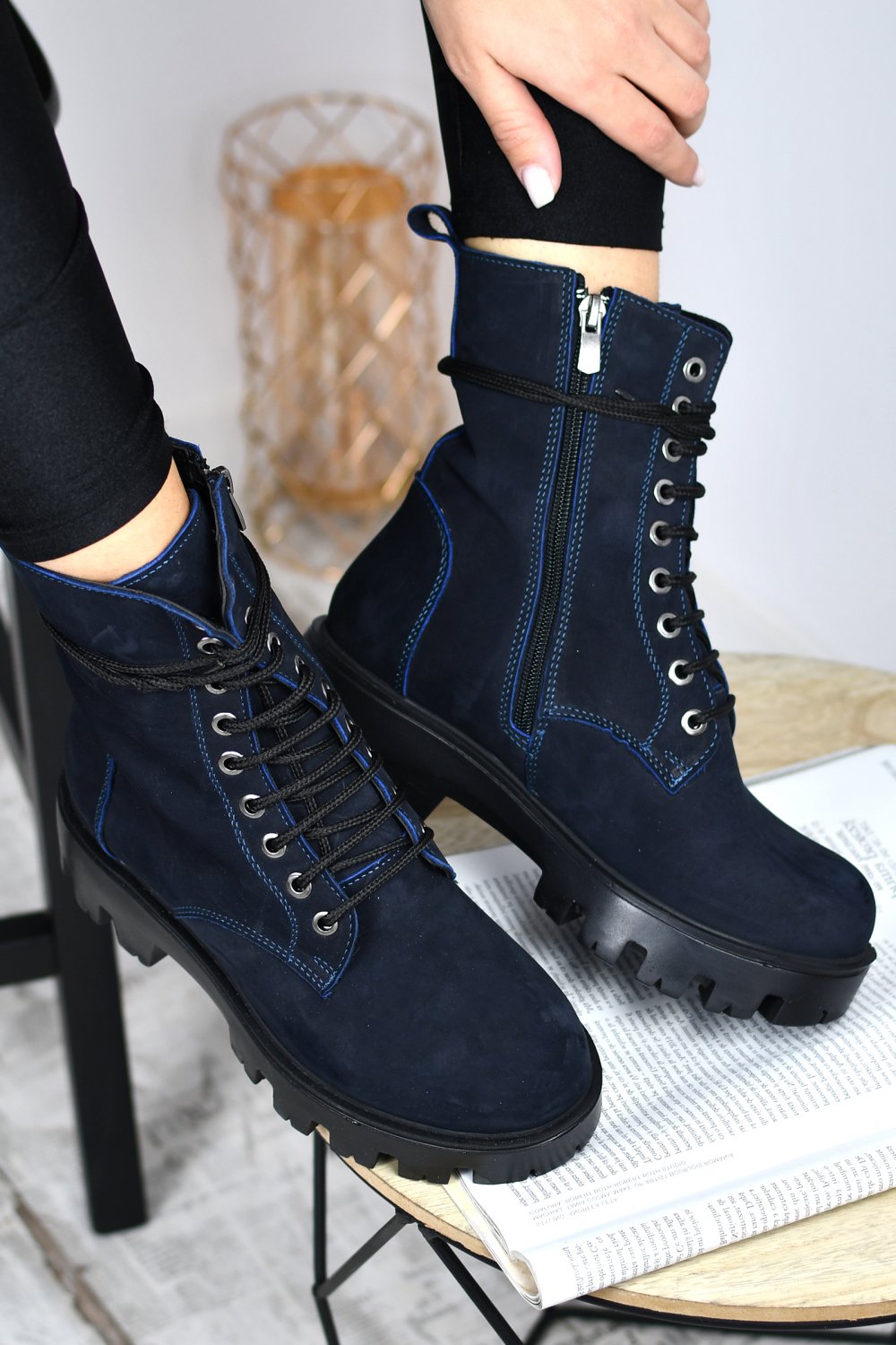GHETE BLEUMARIN PIELE NATURALA INTOARSA 07PC