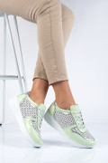 PANTOFI SPORT ALB VERDE PIELE NATURALA 2PC11616NP-AYB