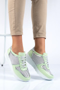 PANTOFI SPORT ALB VERDE PIELE NATURALA 2PC11616NP-AYB