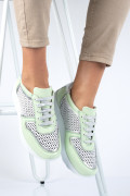 PANTOFI SPORT ALB VERDE PIELE NATURALA 2PC11616NP-AYB