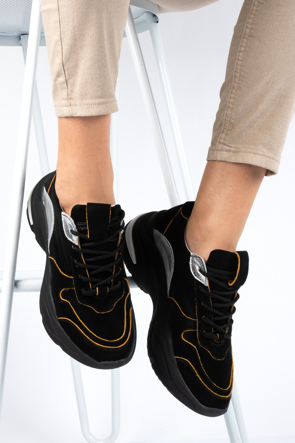 PANTOFI SPORT NEGRI PIELE NATURALA 2S7711611NBK