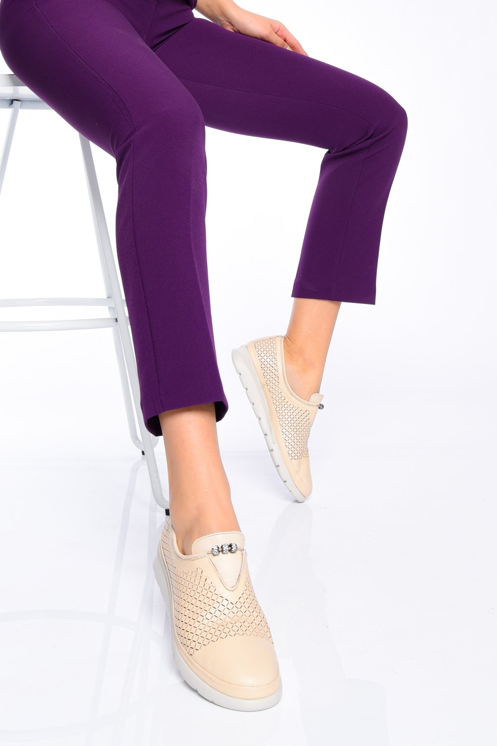 PANTOFI BEJ PIELE NATURALA 2PC11605NP