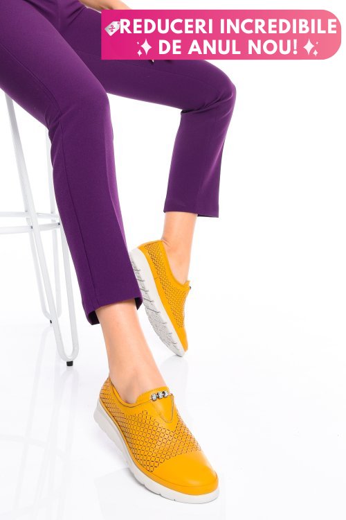 Pantofi galbeni piele naturala 2pc11605np