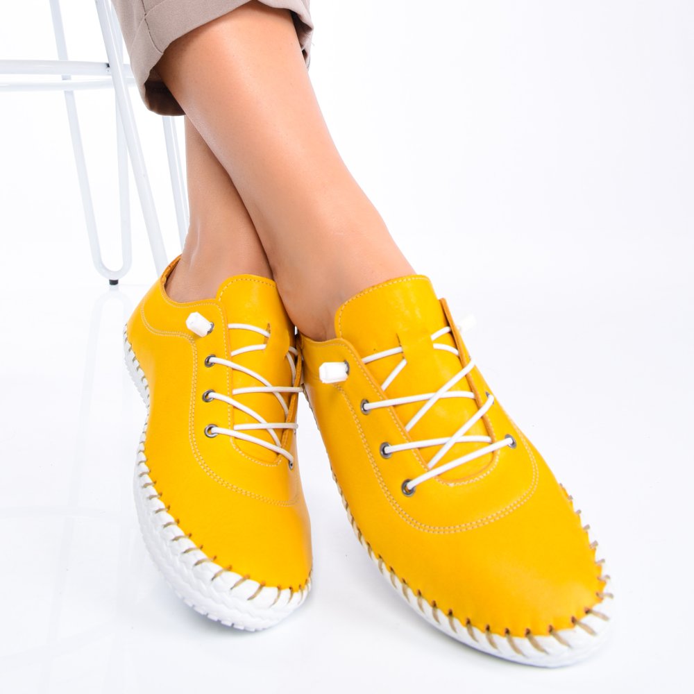 PANTOFI SPORT GALBENI PIELE NATURALA MADALINA