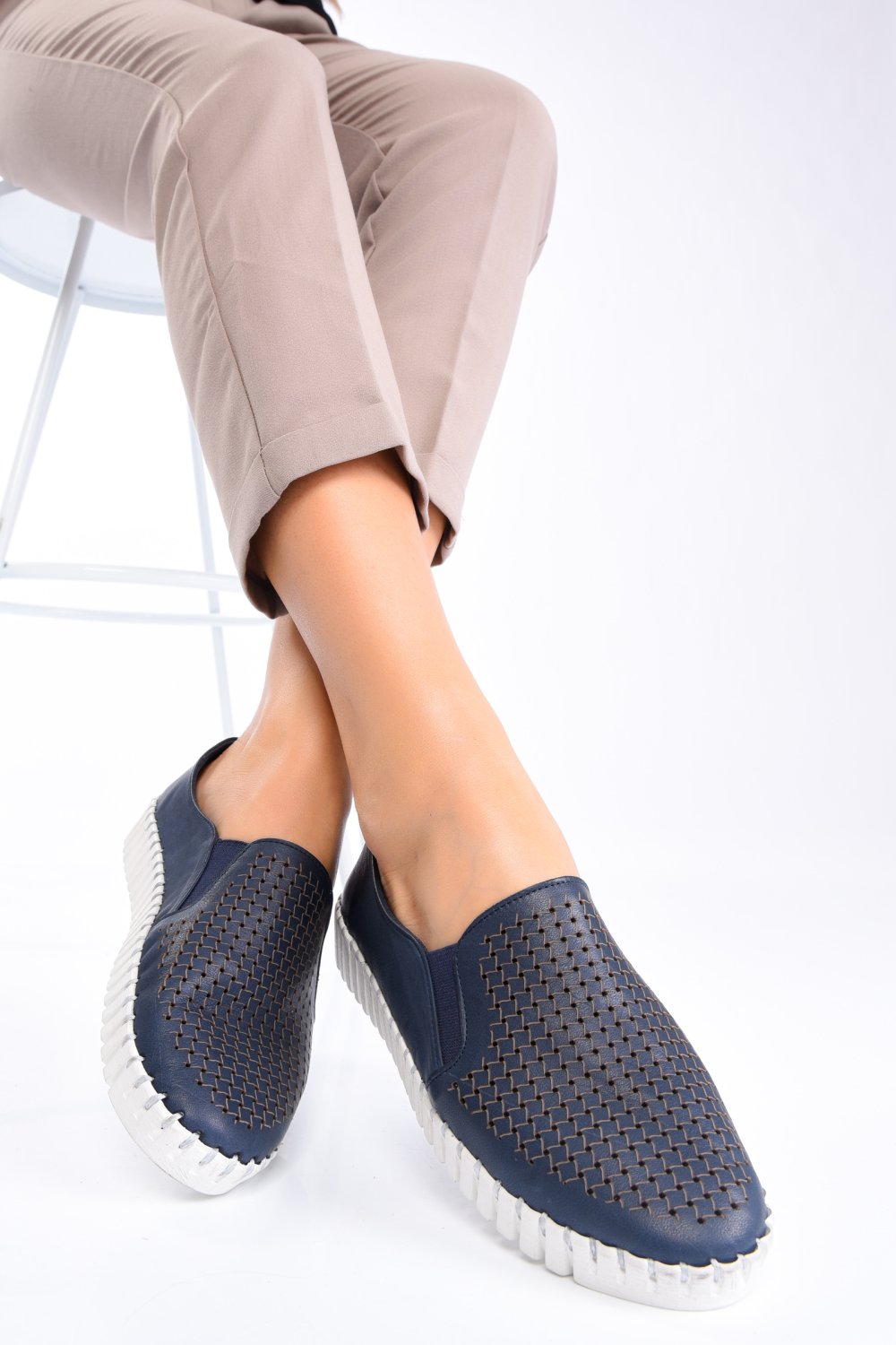 ESPADRILE NAVY PIELE NATURALA BIANCA
