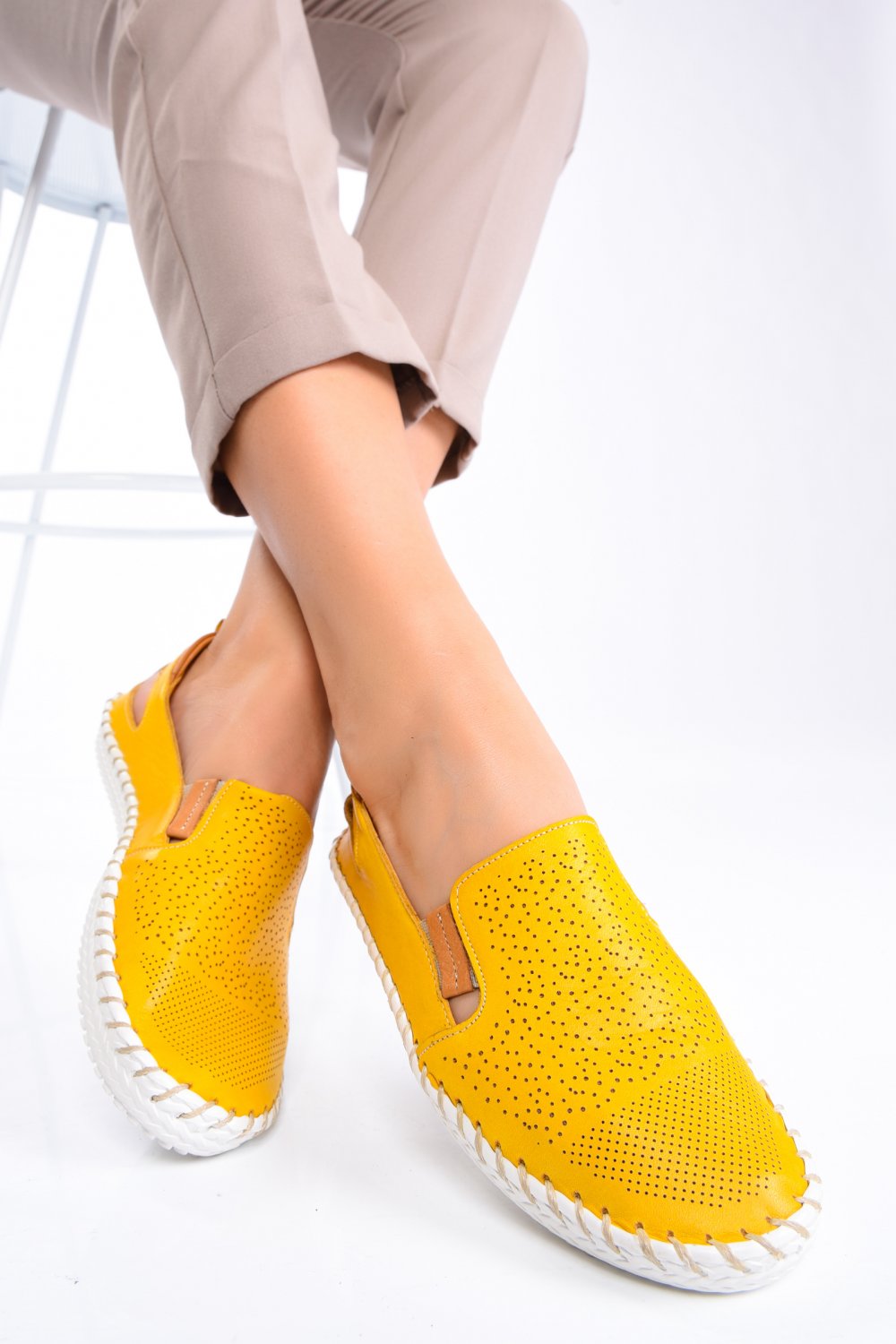ESPADRILE GALBENE PIELE NATURALA 3PC0107